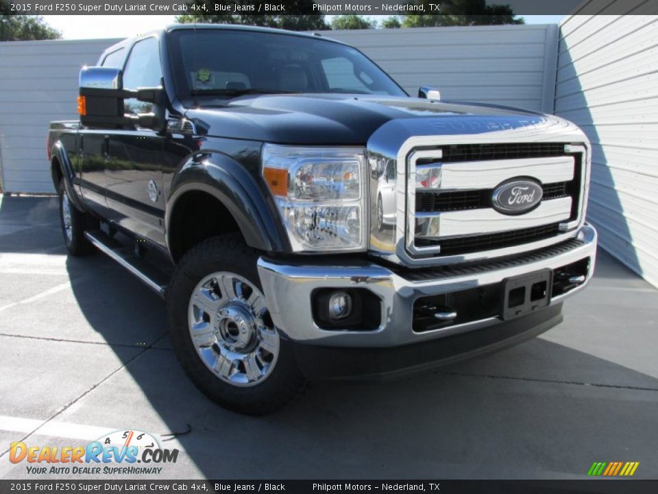 2015 Ford F250 Super Duty Lariat Crew Cab 4x4 Blue Jeans / Black Photo #2