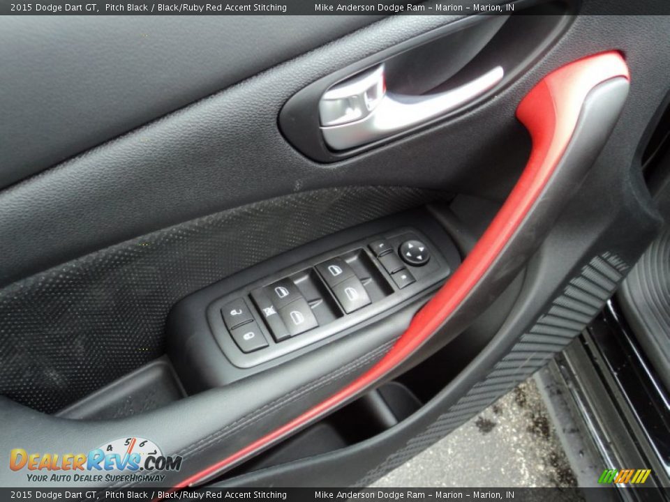 2015 Dodge Dart GT Pitch Black / Black/Ruby Red Accent Stitching Photo #12