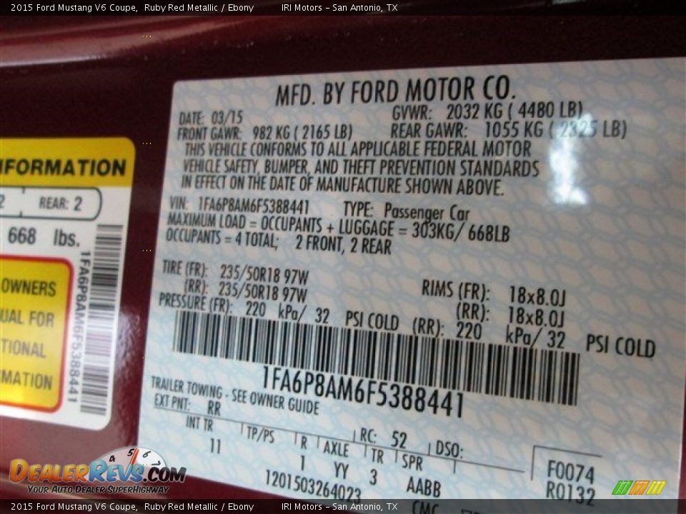 2015 Ford Mustang V6 Coupe Ruby Red Metallic / Ebony Photo #11