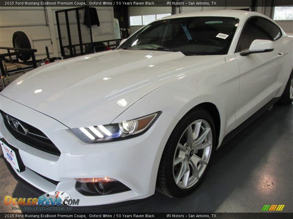 2015 Ford Mustang EcoBoost Premium Coupe Oxford White / 50 Years Raven Black Photo #3