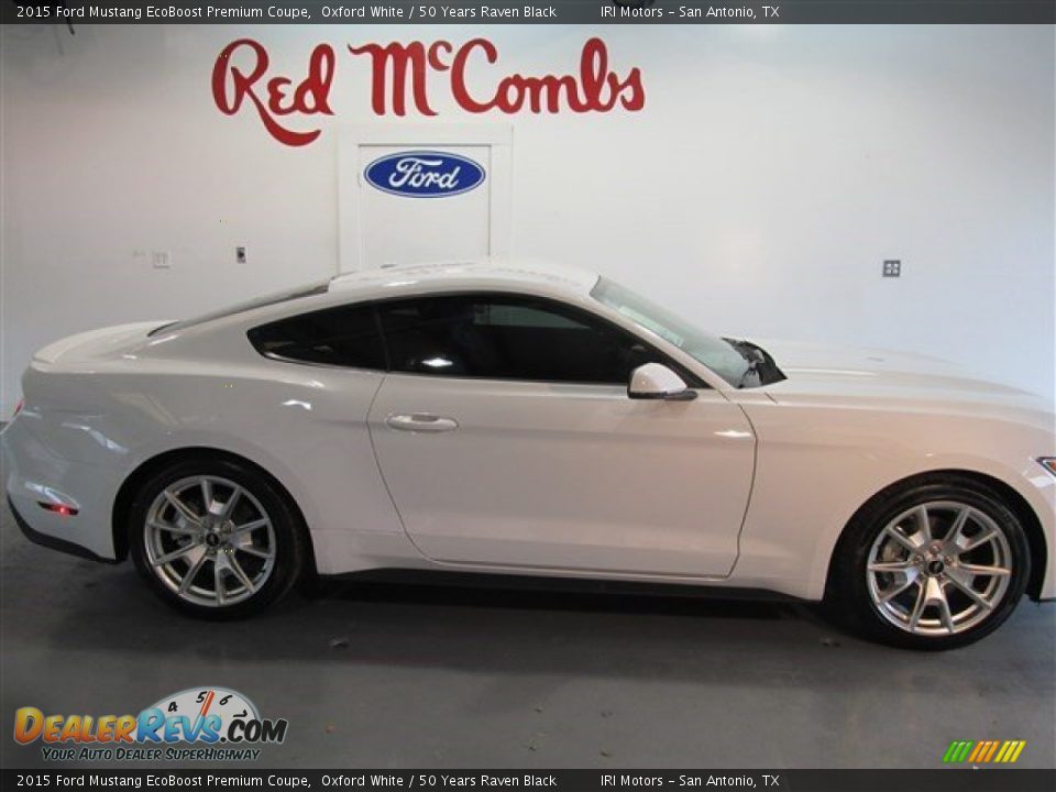 2015 Ford Mustang EcoBoost Premium Coupe Oxford White / 50 Years Raven Black Photo #7