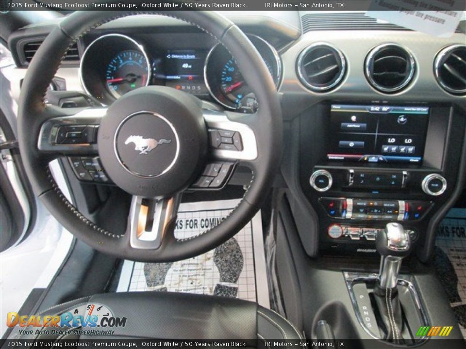 2015 Ford Mustang EcoBoost Premium Coupe Oxford White / 50 Years Raven Black Photo #11