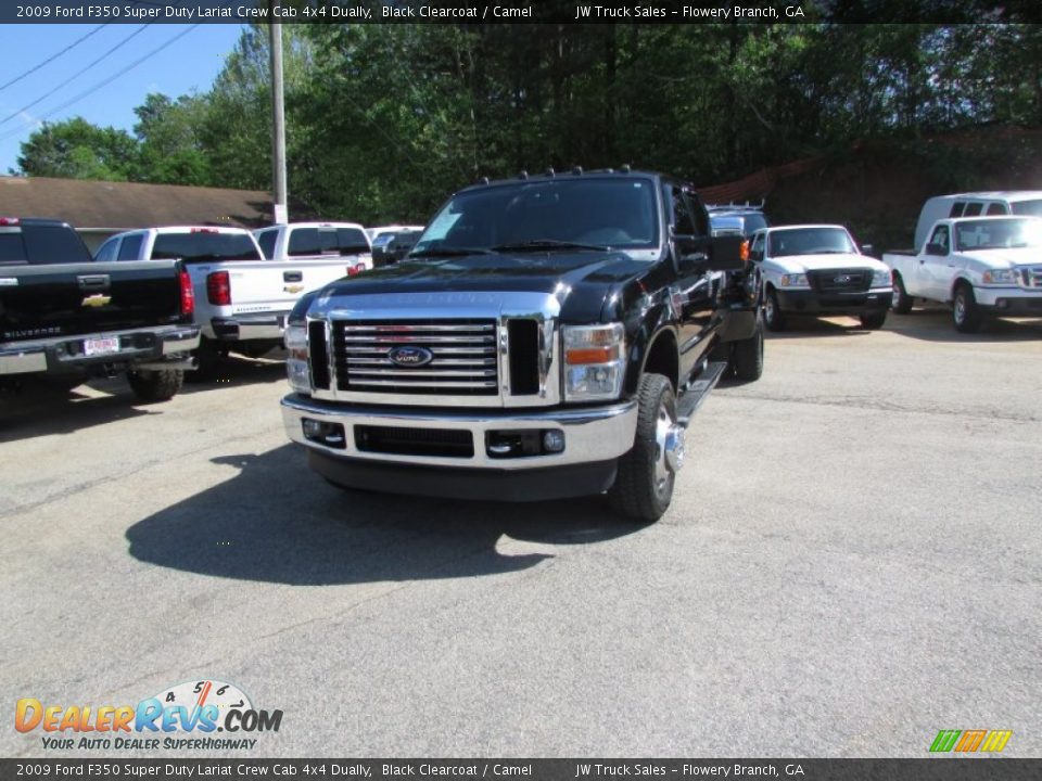 2009 Ford F350 Super Duty Lariat Crew Cab 4x4 Dually Black Clearcoat / Camel Photo #1
