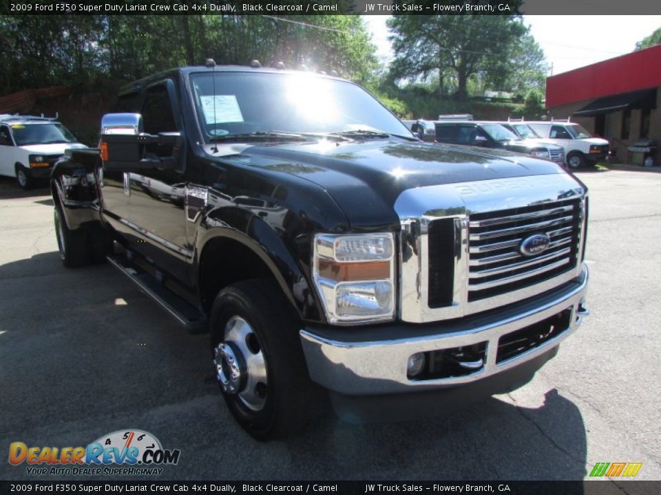 2009 Ford F350 Super Duty Lariat Crew Cab 4x4 Dually Black Clearcoat / Camel Photo #5