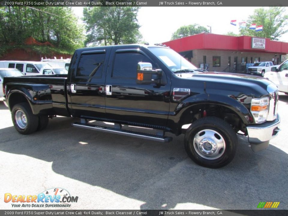2009 Ford F350 Super Duty Lariat Crew Cab 4x4 Dually Black Clearcoat / Camel Photo #6