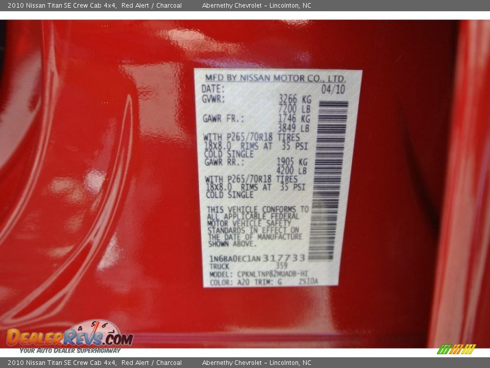 2010 Nissan Titan SE Crew Cab 4x4 Red Alert / Charcoal Photo #8