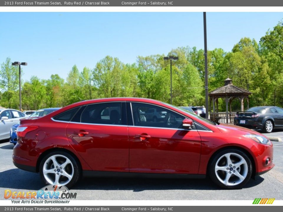 2013 Ford Focus Titanium Sedan Ruby Red / Charcoal Black Photo #2