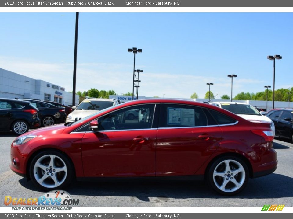 2013 Ford Focus Titanium Sedan Ruby Red / Charcoal Black Photo #6