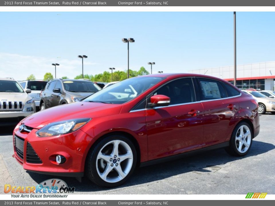 2013 Ford Focus Titanium Sedan Ruby Red / Charcoal Black Photo #7