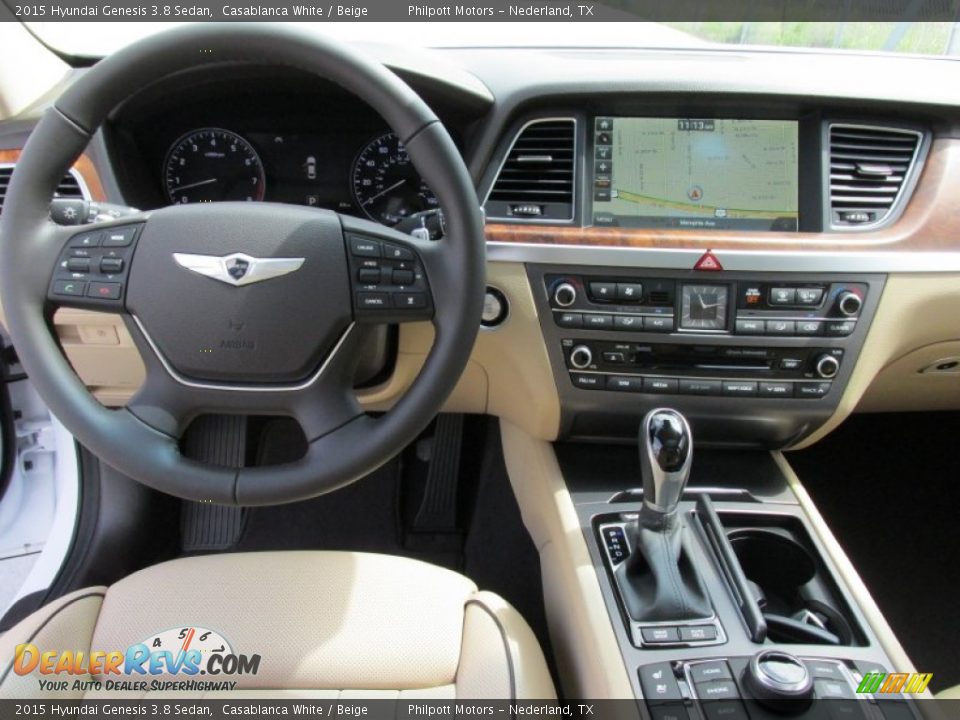 2015 Hyundai Genesis 3.8 Sedan Casablanca White / Beige Photo #25