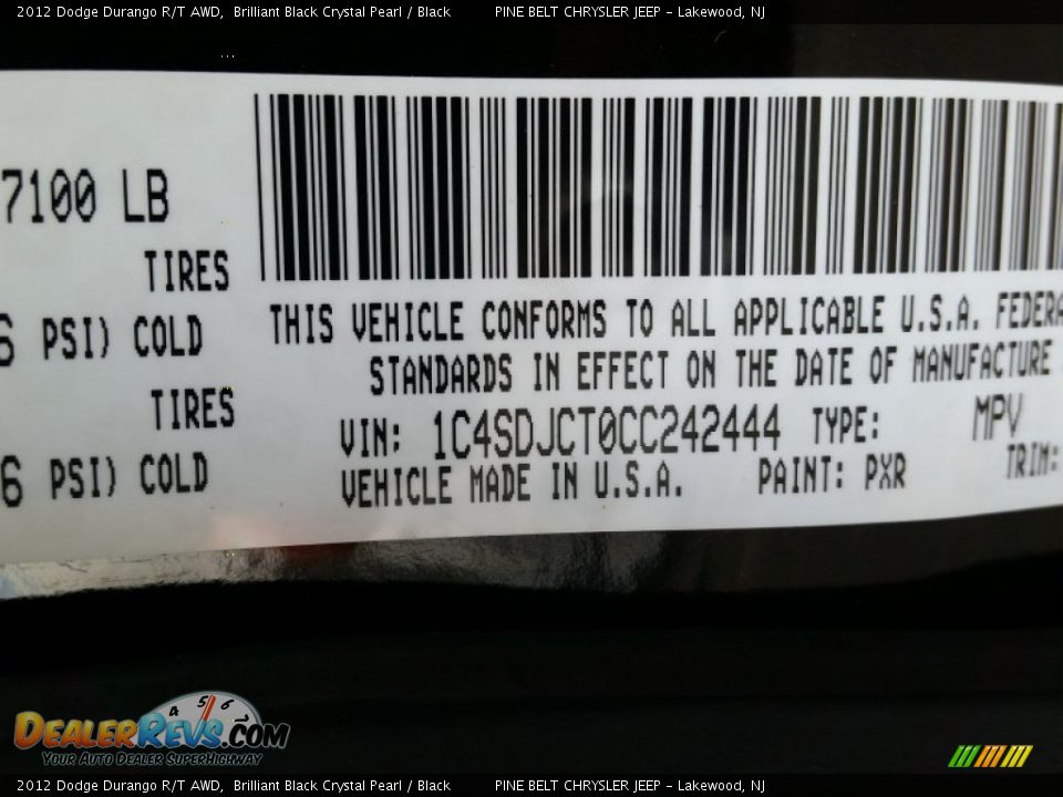2012 Dodge Durango R/T AWD Brilliant Black Crystal Pearl / Black Photo #20
