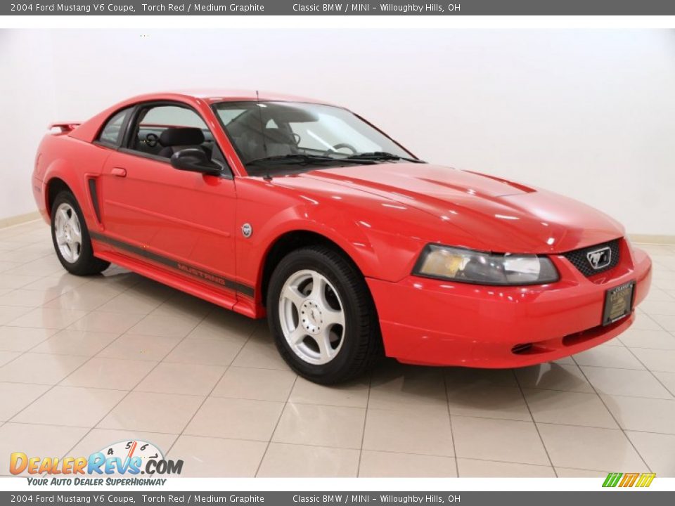 2004 Ford Mustang V6 Coupe Torch Red / Medium Graphite Photo #1