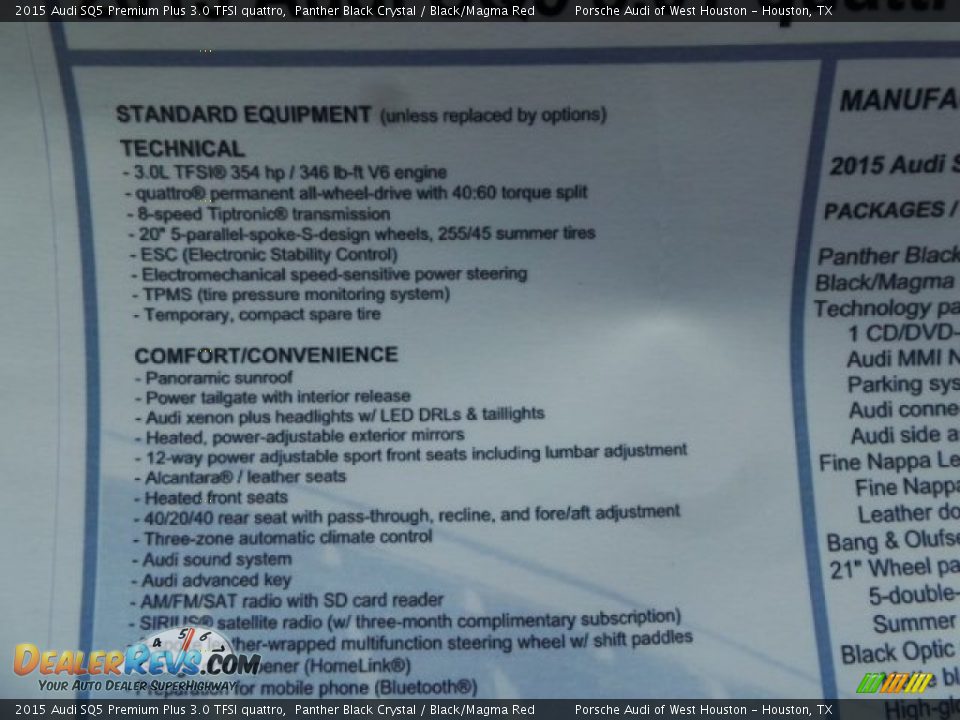 2015 Audi SQ5 Premium Plus 3.0 TFSI quattro Panther Black Crystal / Black/Magma Red Photo #33