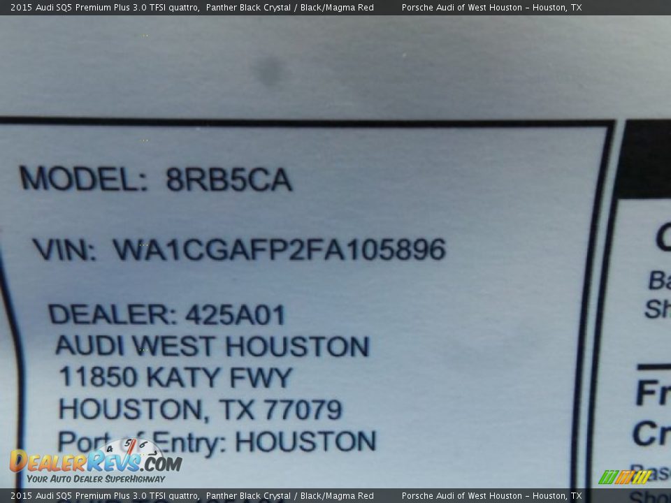 2015 Audi SQ5 Premium Plus 3.0 TFSI quattro Panther Black Crystal / Black/Magma Red Photo #35