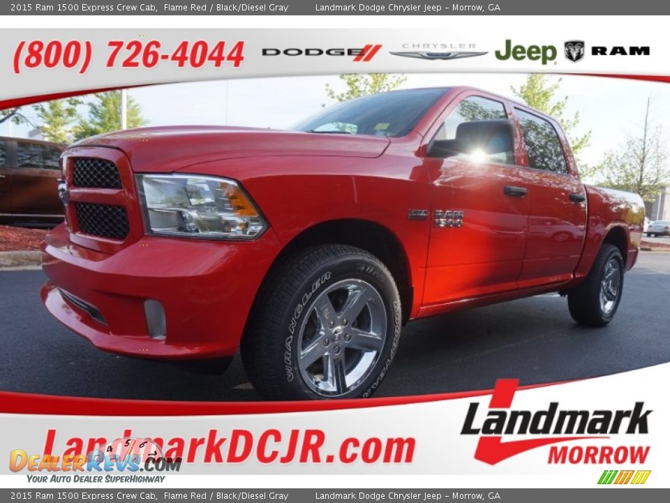 2015 Ram 1500 Express Crew Cab Flame Red / Black/Diesel Gray Photo #1