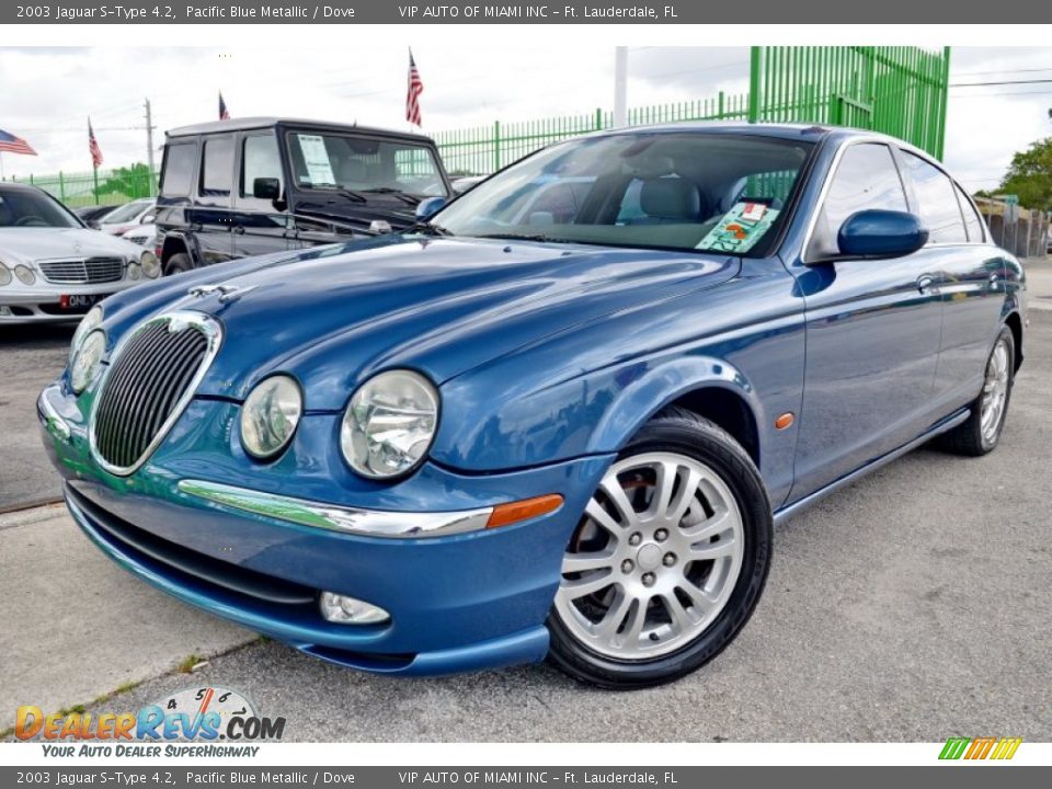 2003 Jaguar S-Type 4.2 Pacific Blue Metallic / Dove Photo #32