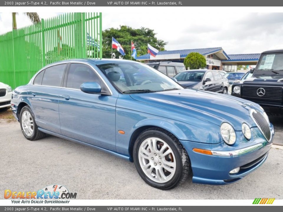 2003 Jaguar S-Type 4.2 Pacific Blue Metallic / Dove Photo #35
