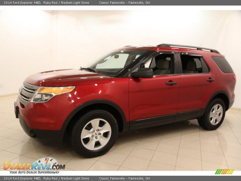 2014 Ford Explorer 4WD Ruby Red / Medium Light Stone Photo #3