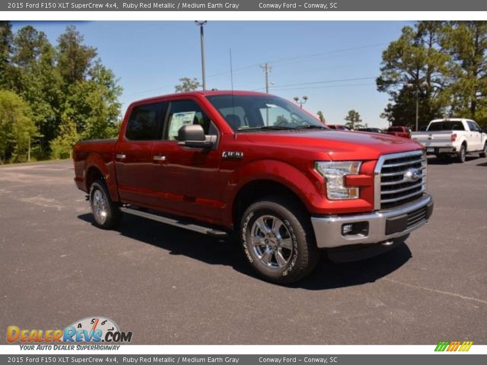 2015 Ford F150 XLT SuperCrew 4x4 Ruby Red Metallic / Medium Earth Gray Photo #3
