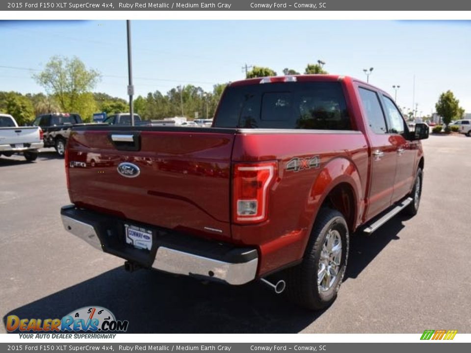 2015 Ford F150 XLT SuperCrew 4x4 Ruby Red Metallic / Medium Earth Gray Photo #5