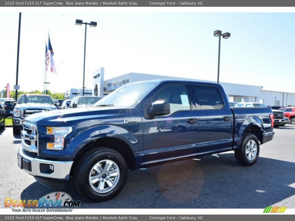 2015 Ford F150 XLT SuperCrew Blue Jeans Metallic / Medium Earth Gray Photo #3