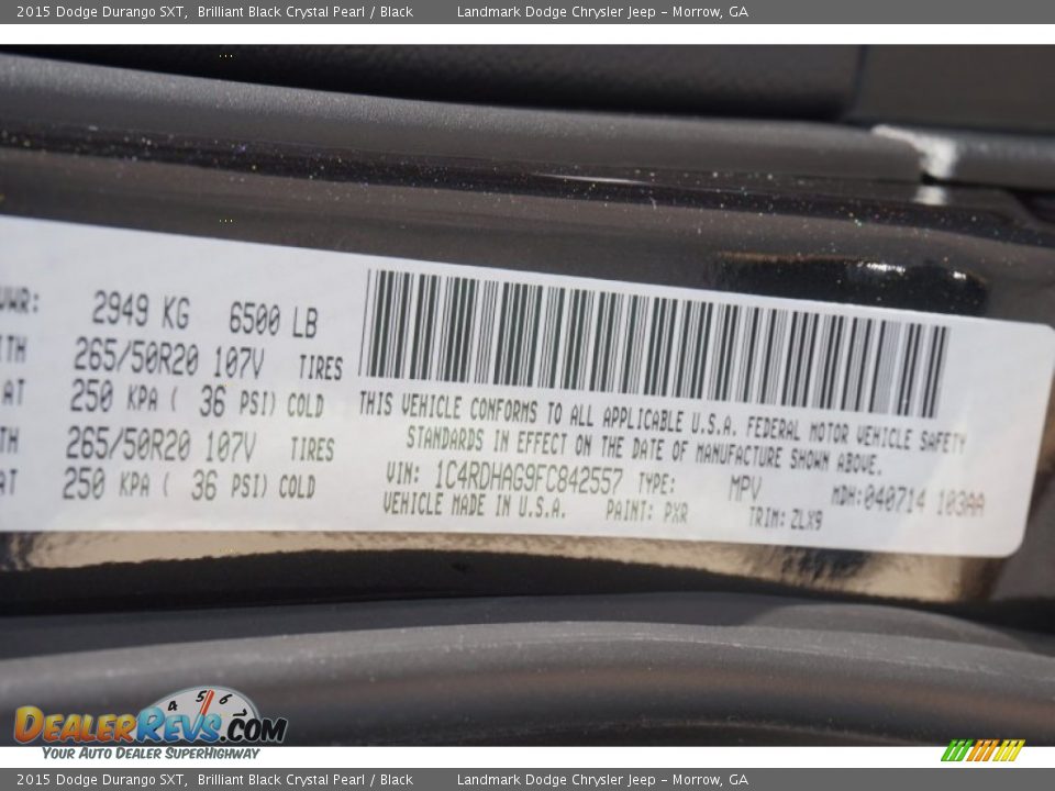 2015 Dodge Durango SXT Brilliant Black Crystal Pearl / Black Photo #9