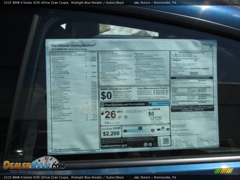 2015 BMW 4 Series 428i xDrive Gran Coupe Midnight Blue Metallic / Oyster/Black Photo #3
