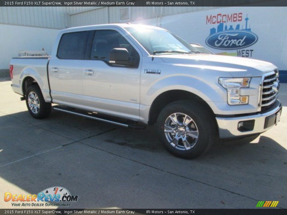 2015 Ford F150 XLT SuperCrew Ingot Silver Metallic / Medium Earth Gray Photo #1