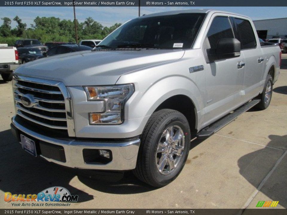 2015 Ford F150 XLT SuperCrew Ingot Silver Metallic / Medium Earth Gray Photo #11
