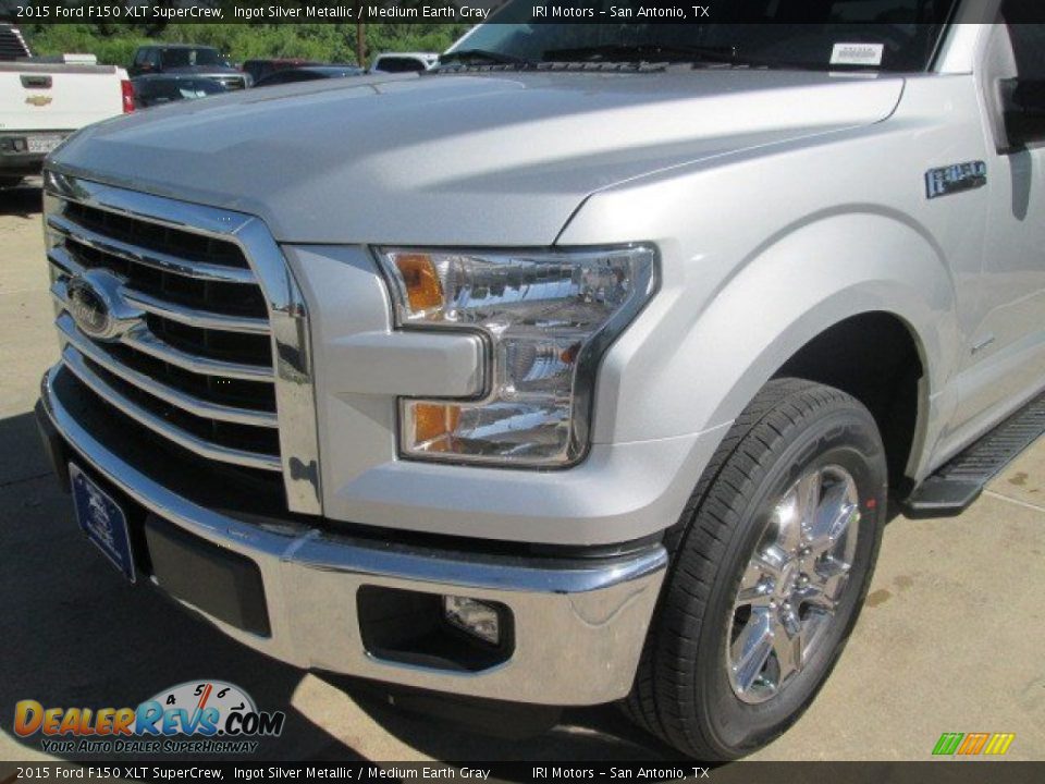 2015 Ford F150 XLT SuperCrew Ingot Silver Metallic / Medium Earth Gray Photo #12
