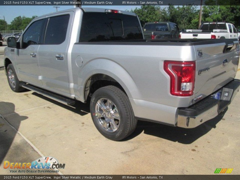2015 Ford F150 XLT SuperCrew Ingot Silver Metallic / Medium Earth Gray Photo #14