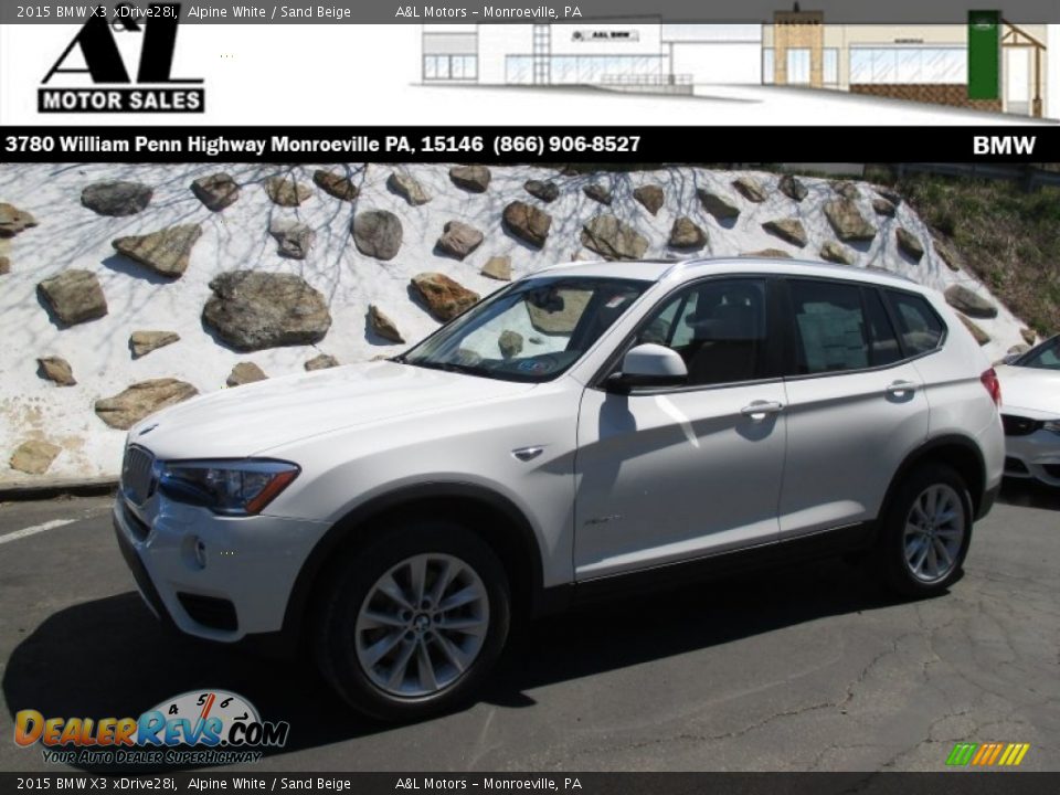 2015 BMW X3 xDrive28i Alpine White / Sand Beige Photo #1