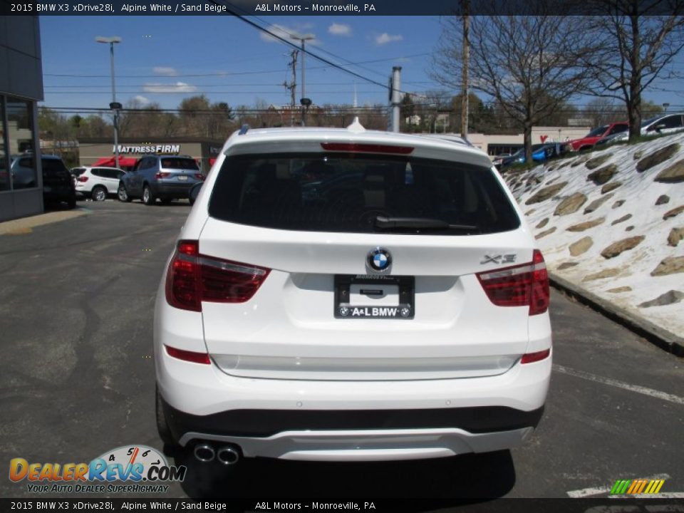 2015 BMW X3 xDrive28i Alpine White / Sand Beige Photo #6