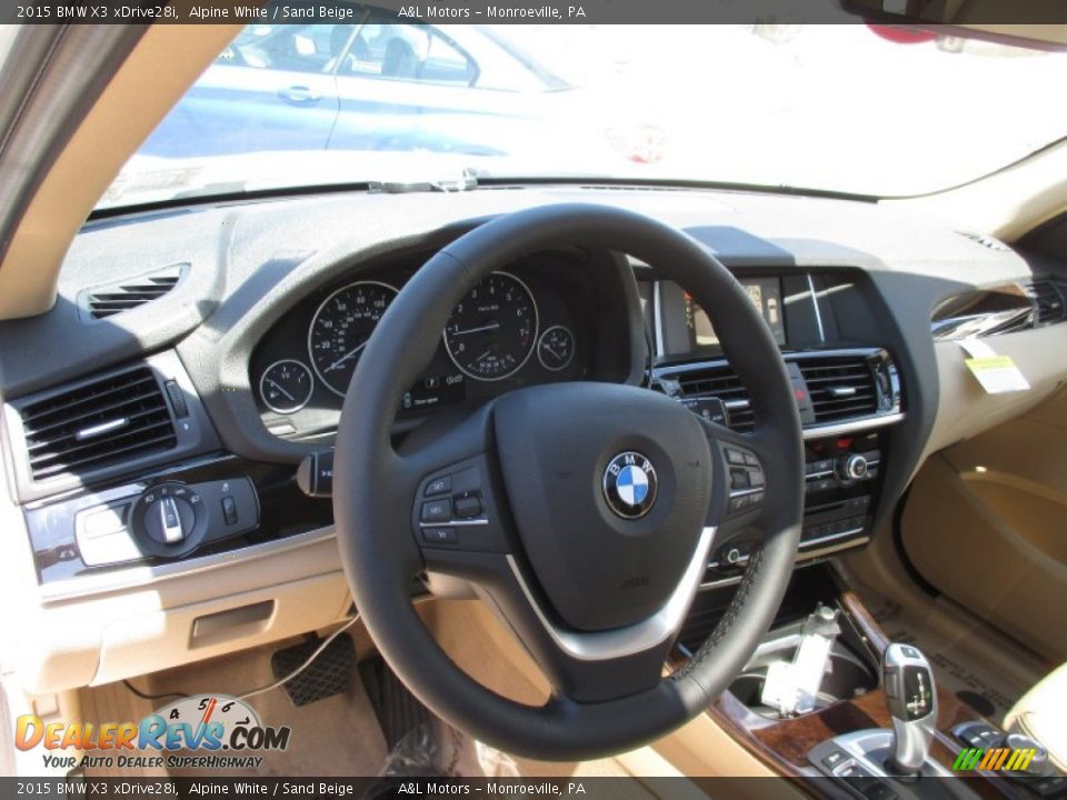2015 BMW X3 xDrive28i Alpine White / Sand Beige Photo #15