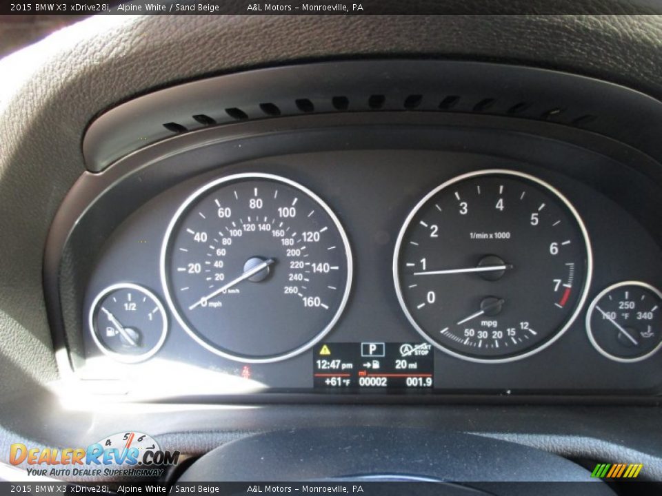 2015 BMW X3 xDrive28i Alpine White / Sand Beige Photo #20