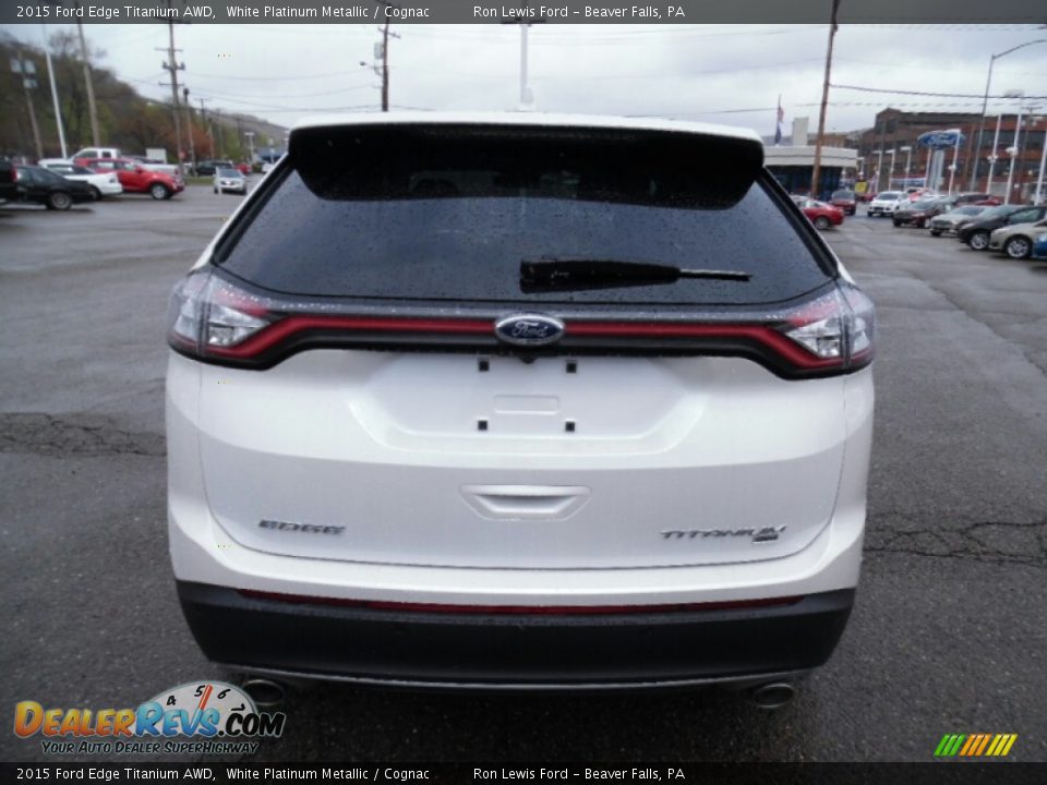 2015 Ford Edge Titanium AWD White Platinum Metallic / Cognac Photo #4