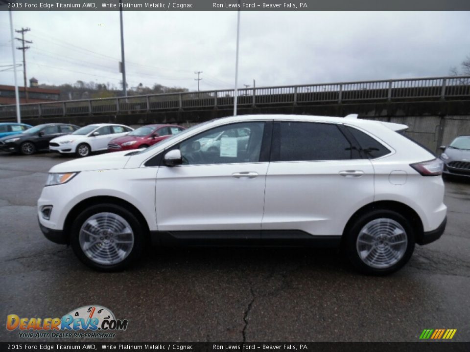 2015 Ford Edge Titanium AWD White Platinum Metallic / Cognac Photo #7