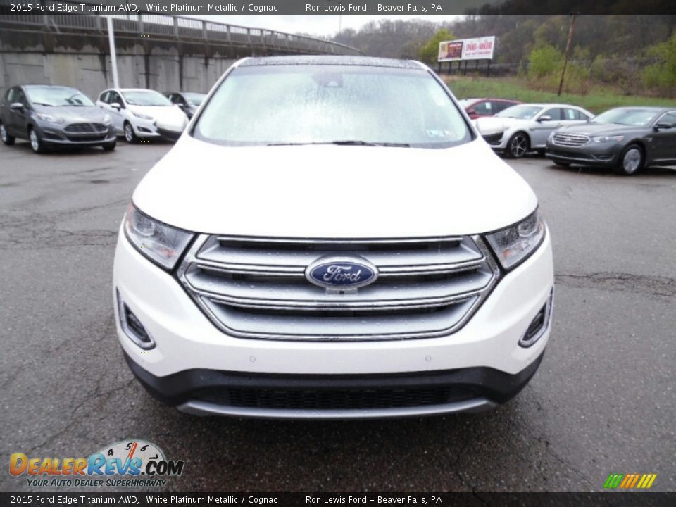 2015 Ford Edge Titanium AWD White Platinum Metallic / Cognac Photo #9