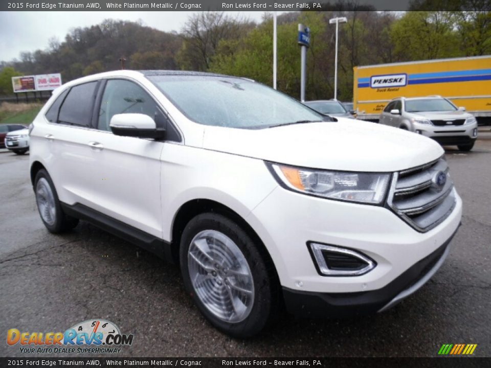 2015 Ford Edge Titanium AWD White Platinum Metallic / Cognac Photo #10