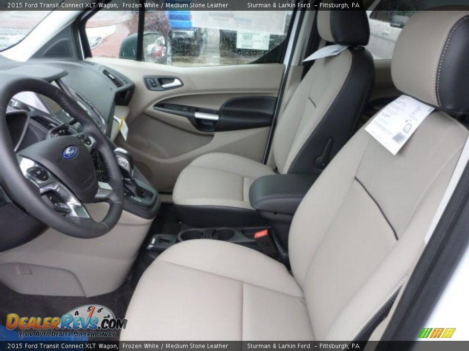 Medium Stone Leather Interior - 2015 Ford Transit Connect XLT Wagon Photo #9