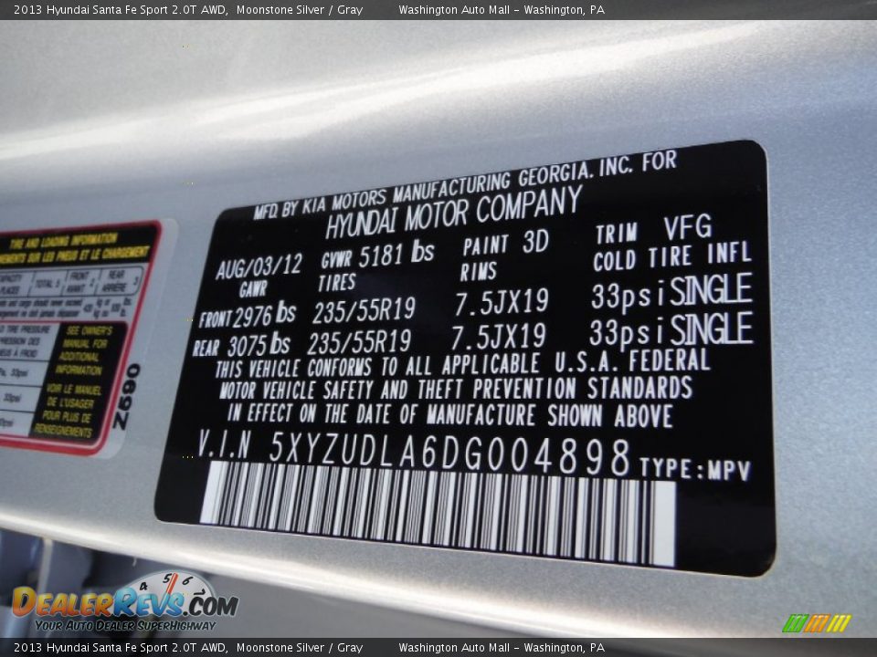 2013 Hyundai Santa Fe Sport 2.0T AWD Moonstone Silver / Gray Photo #19