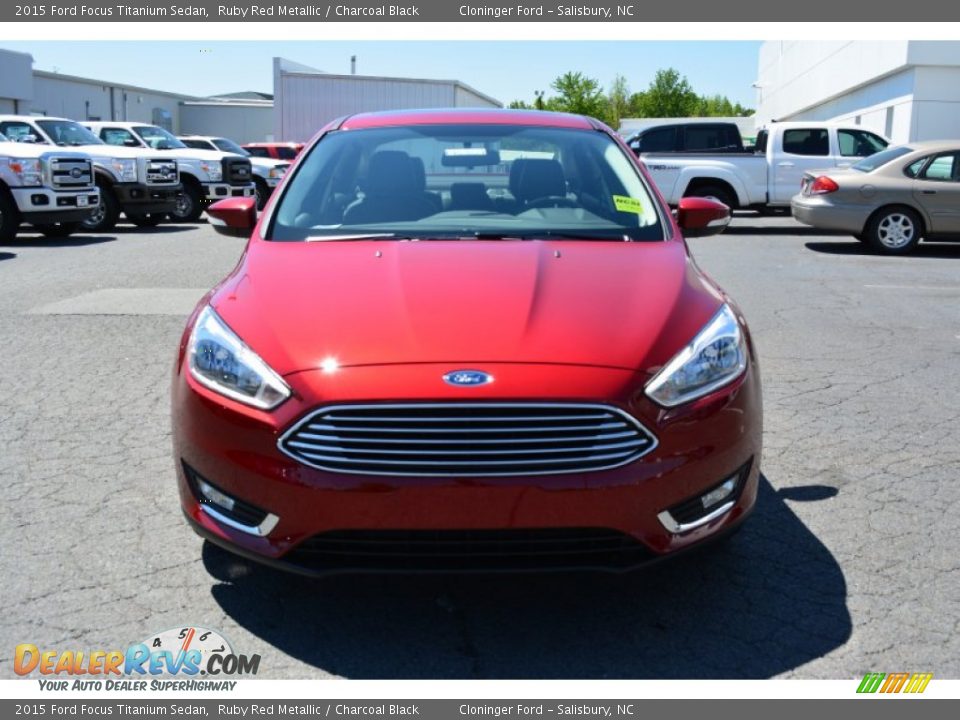 2015 Ford Focus Titanium Sedan Ruby Red Metallic / Charcoal Black Photo #4