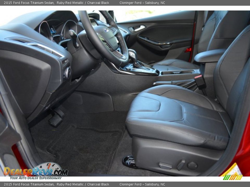 2015 Ford Focus Titanium Sedan Ruby Red Metallic / Charcoal Black Photo #7