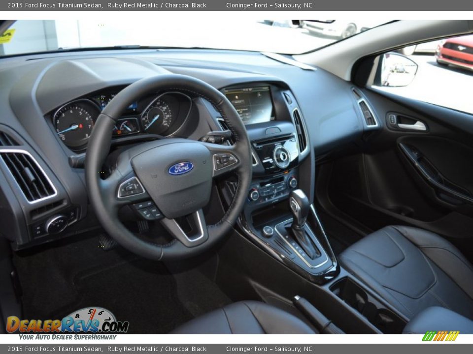 2015 Ford Focus Titanium Sedan Ruby Red Metallic / Charcoal Black Photo #8