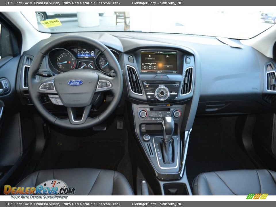 2015 Ford Focus Titanium Sedan Ruby Red Metallic / Charcoal Black Photo #9