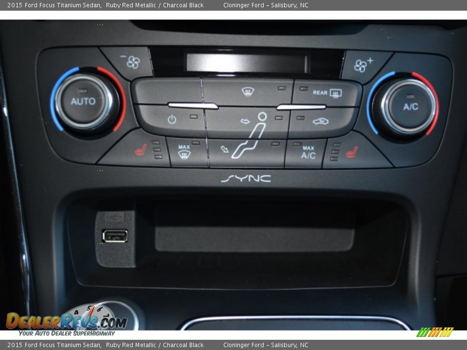 2015 Ford Focus Titanium Sedan Ruby Red Metallic / Charcoal Black Photo #18
