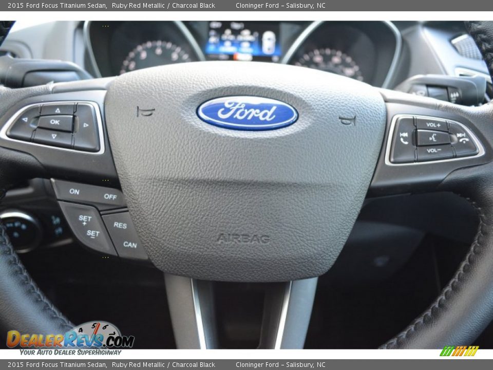 2015 Ford Focus Titanium Sedan Ruby Red Metallic / Charcoal Black Photo #21