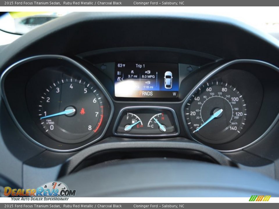 2015 Ford Focus Titanium Sedan Ruby Red Metallic / Charcoal Black Photo #22