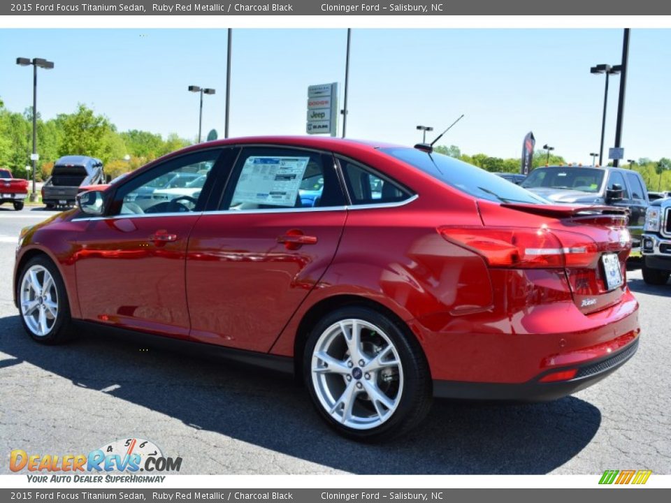 2015 Ford Focus Titanium Sedan Ruby Red Metallic / Charcoal Black Photo #26