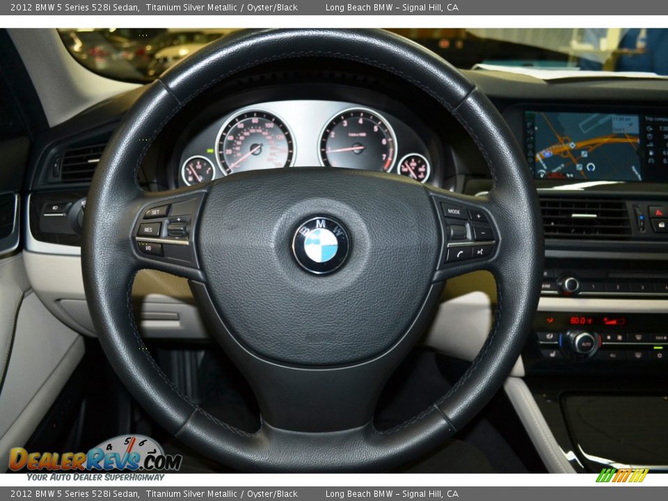 2012 BMW 5 Series 528i Sedan Titanium Silver Metallic / Oyster/Black Photo #25